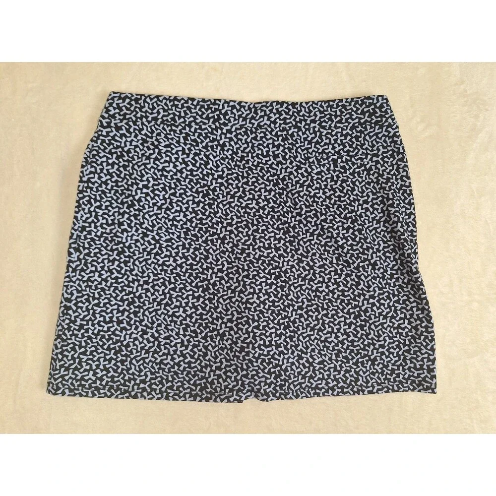 JONES NEW YORK Womens L Faux Wrap Easy Pull On Skort Sky Blue Print NWT Cotton